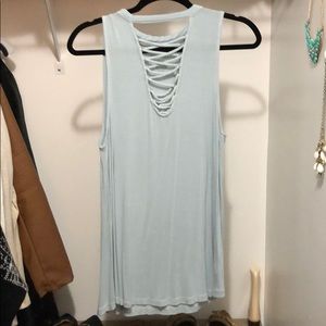 American Eagle Soft & Sexy Blue Lace Up Tank